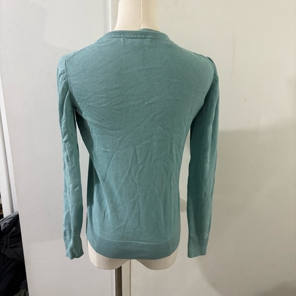 Banana Republic Aqua Blue Sweater Womens Sz XS Cotton Blend Pullover Crew Neck - Picture 3 of 9